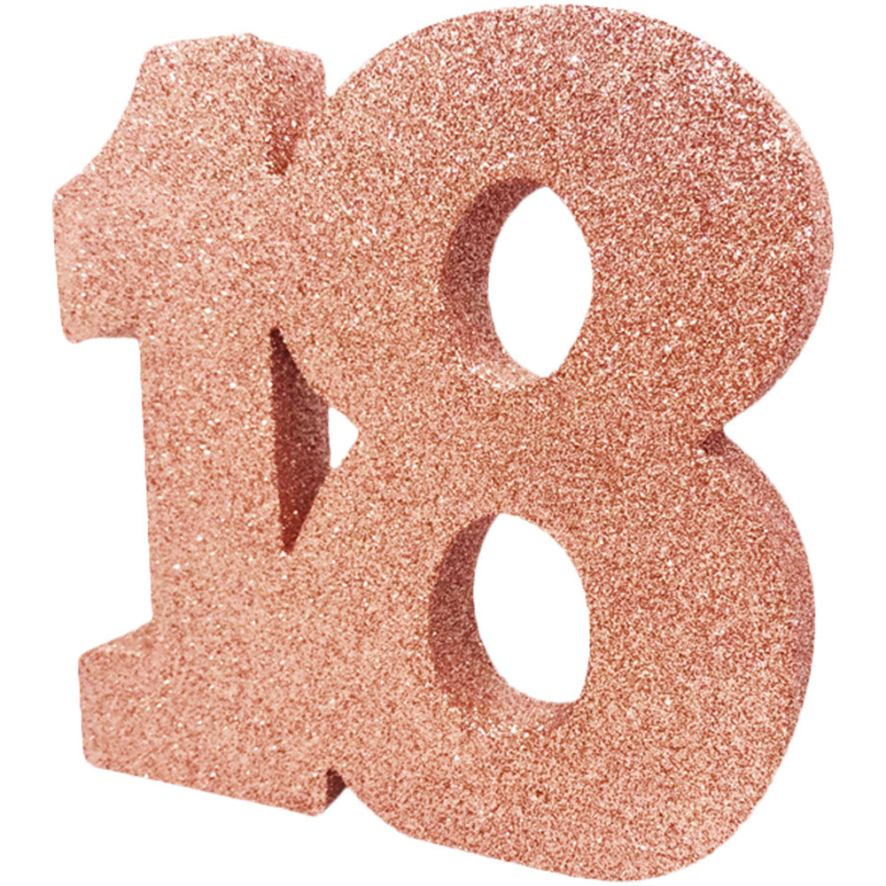 Rose Gold Glitter Number 18 Table Decoration