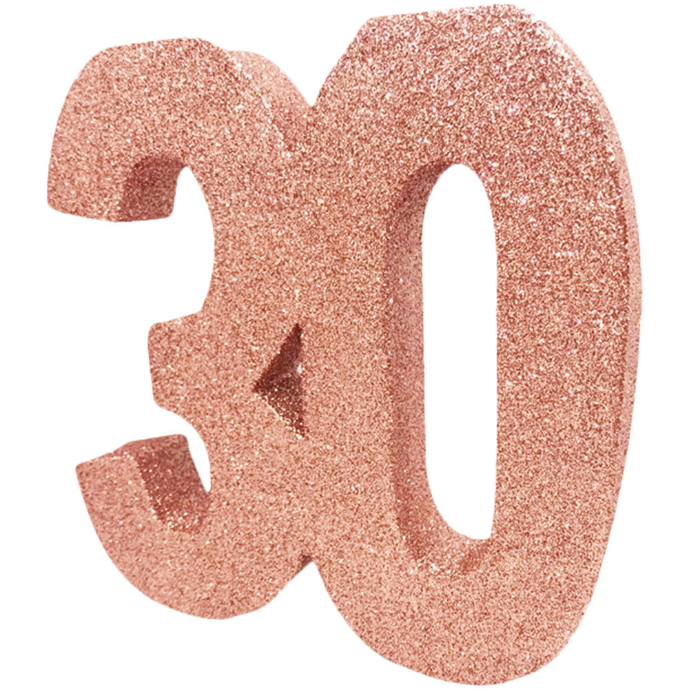 Rose Gold Glitter Number 30 Table Decoration