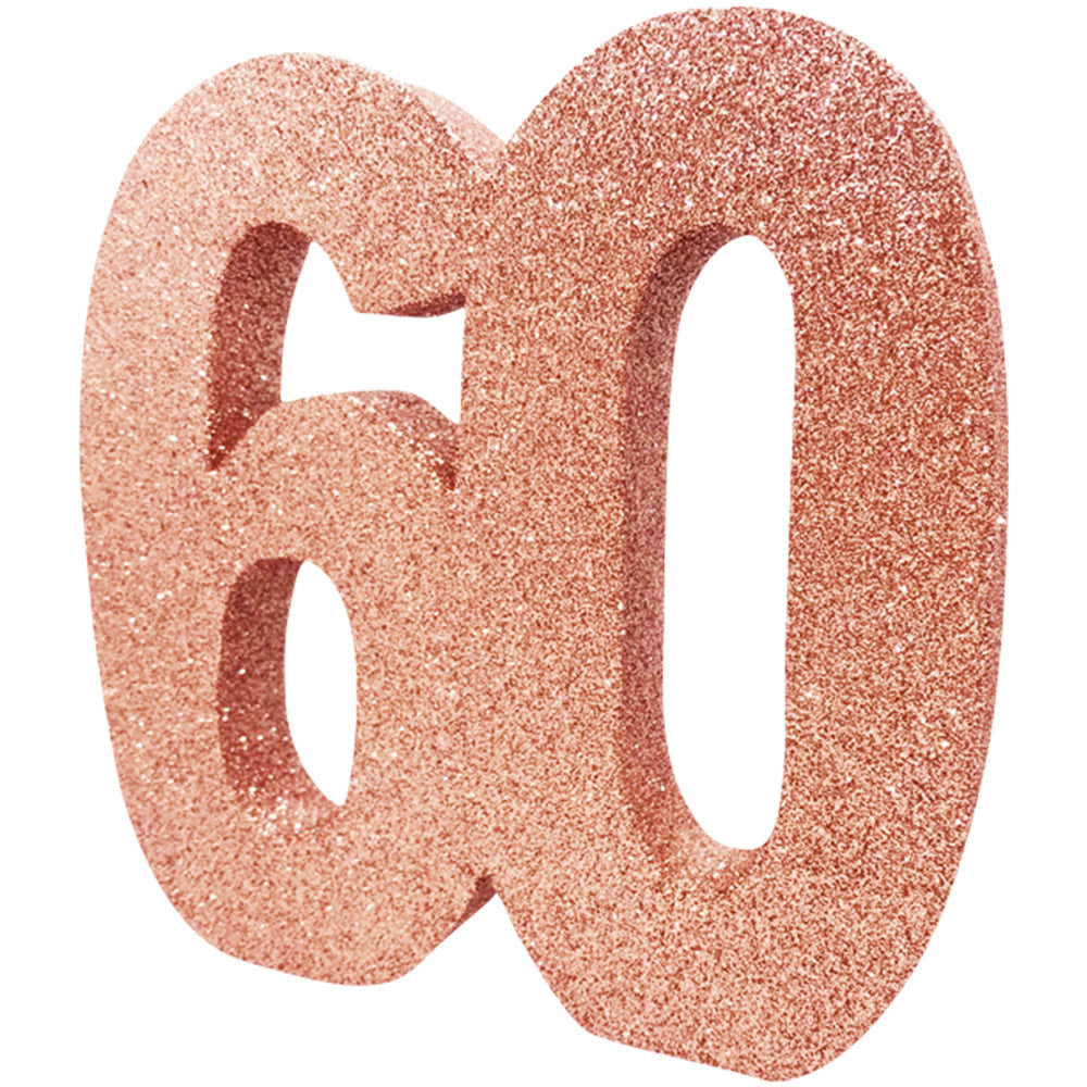 Rose Gold Glitter Number 60 Table Decoration
