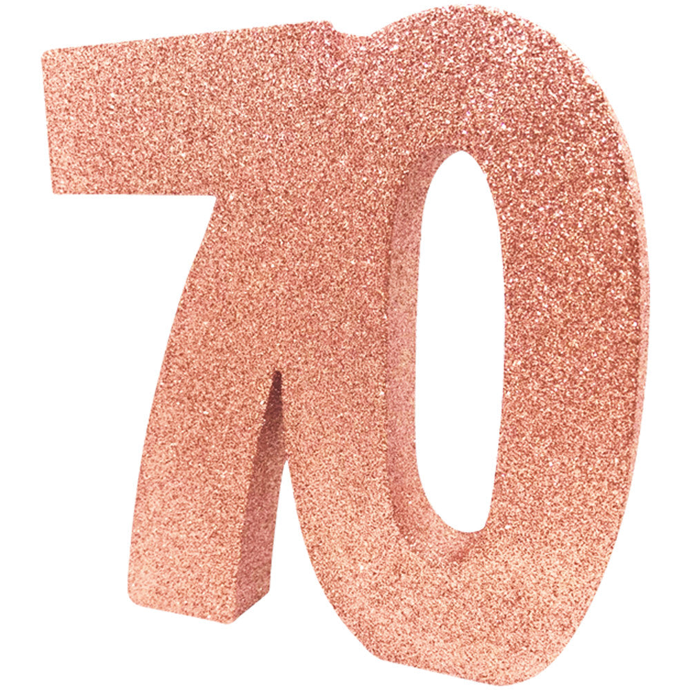 Rose Gold Glitter Number 70 Table Decoration