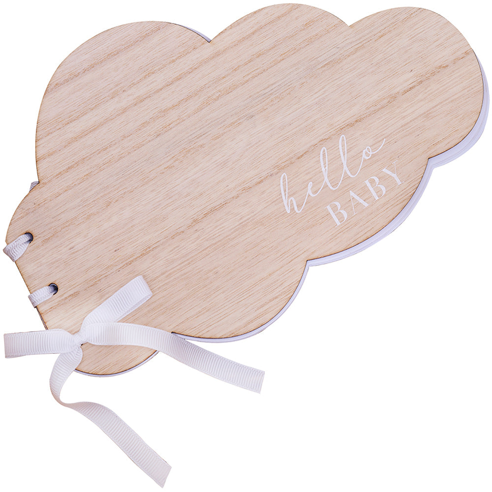 Wooden Hello Baby Cloud Baby Shower Guest Book