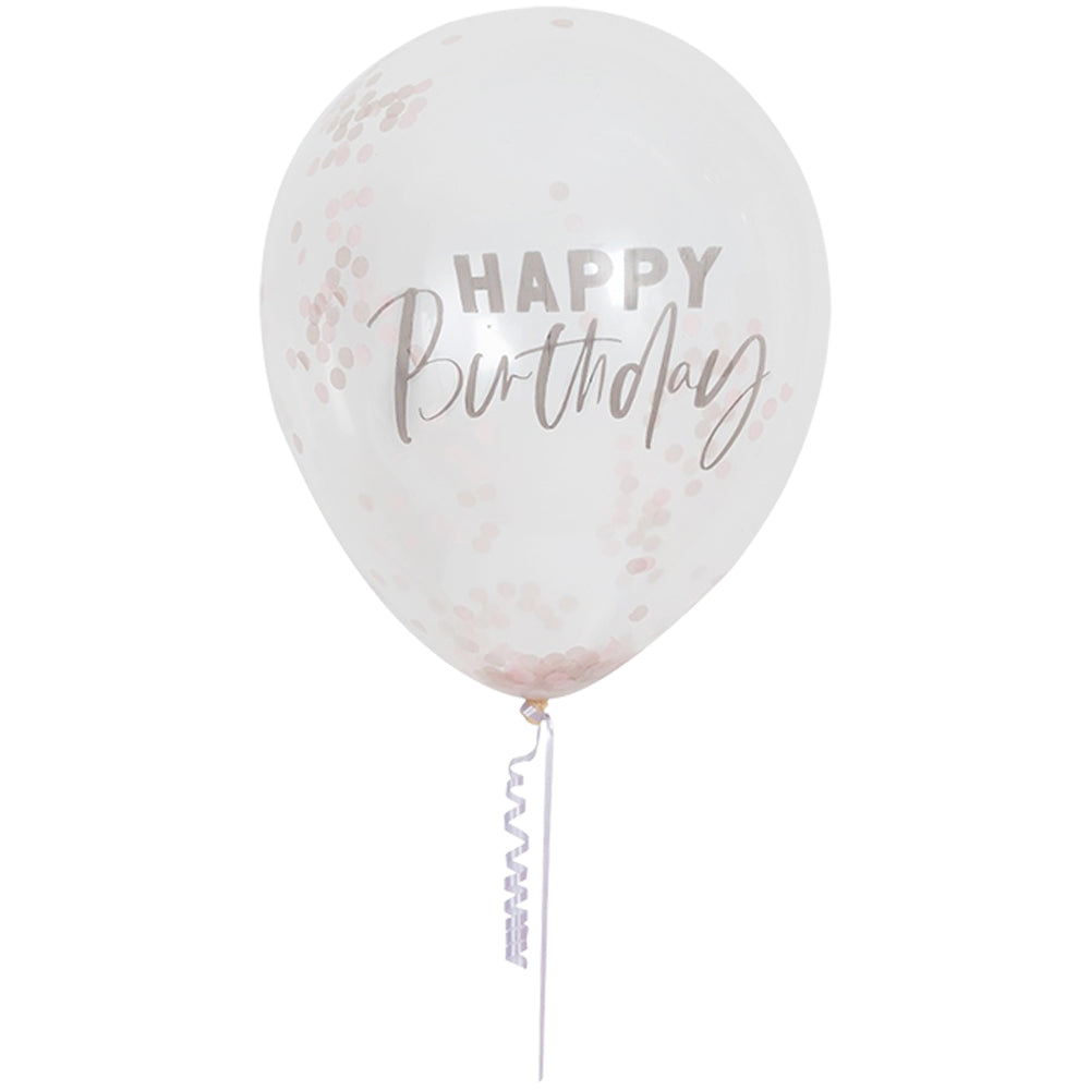 Happy Birthday Rose Gold Confetti Balloons