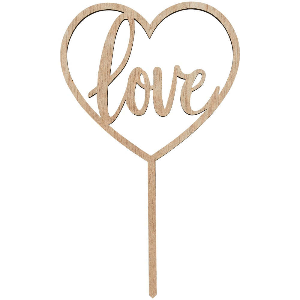 Wooden Love Cake Topper