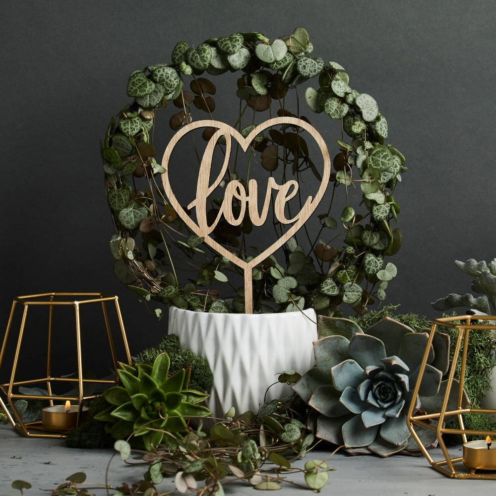 Wooden Love Cake Topper