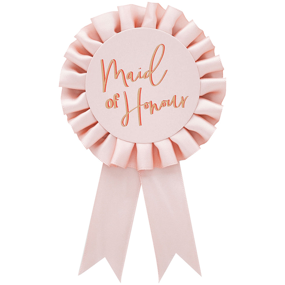 Pink Maid of Honour Satin Badge
