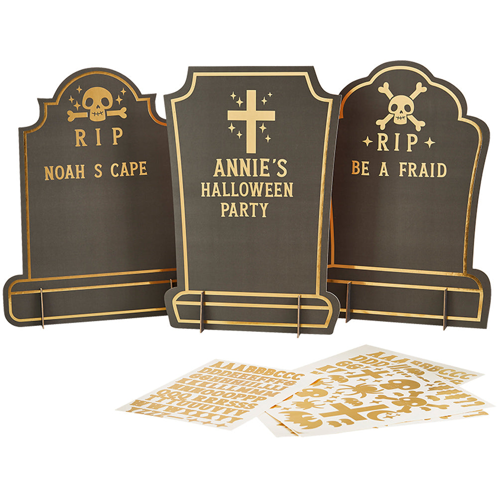 Gravestone Custom Signs with Gold Sticker Sheets