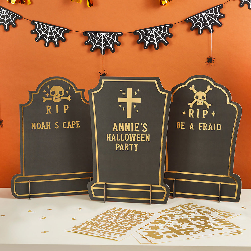 Gravestone Custom Signs with Gold Sticker Sheets