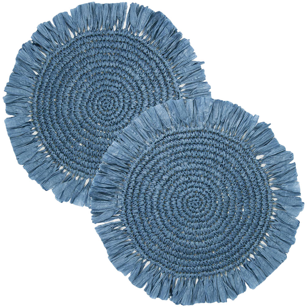 Natural Meadow Blue Raffia Placemat
