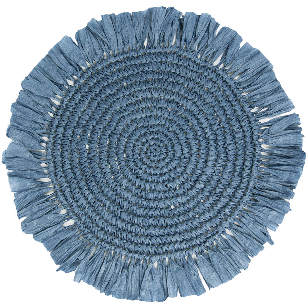 Natural Meadow Blue Raffia Placemat
