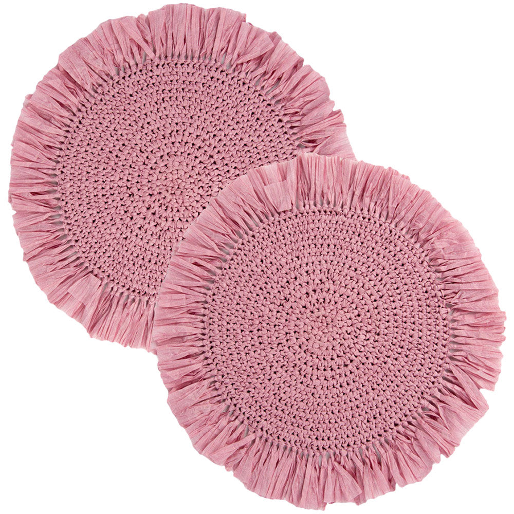 Natural Meadow Pink Raffia Placemat