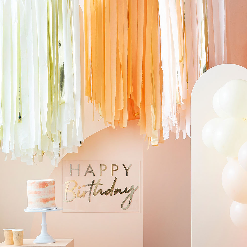 Peach and Gold Streamer Ceiling Decoration