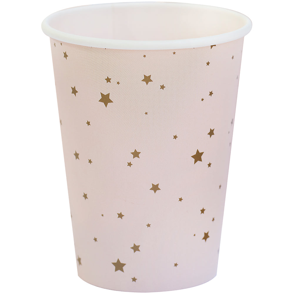 Pink and Gold Star Paper Party Cups