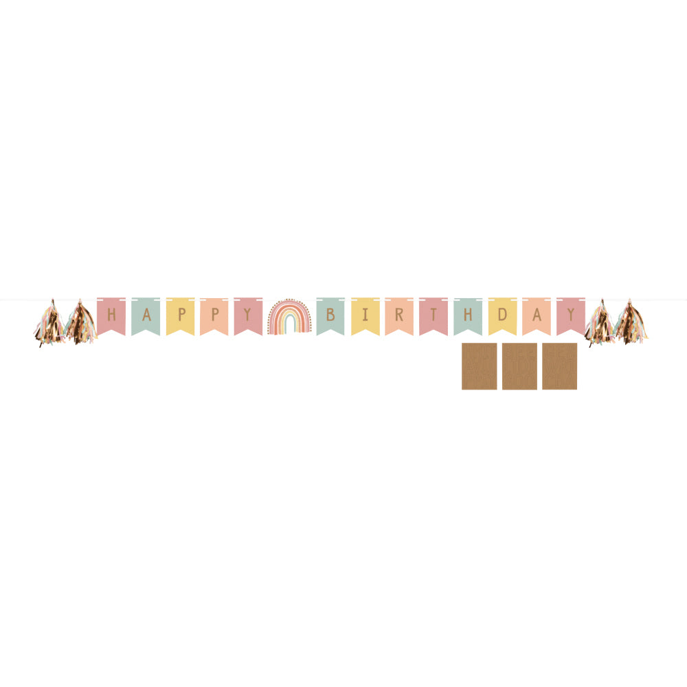 Boho Rainbow Shaped Ribbon Banner with Stickers