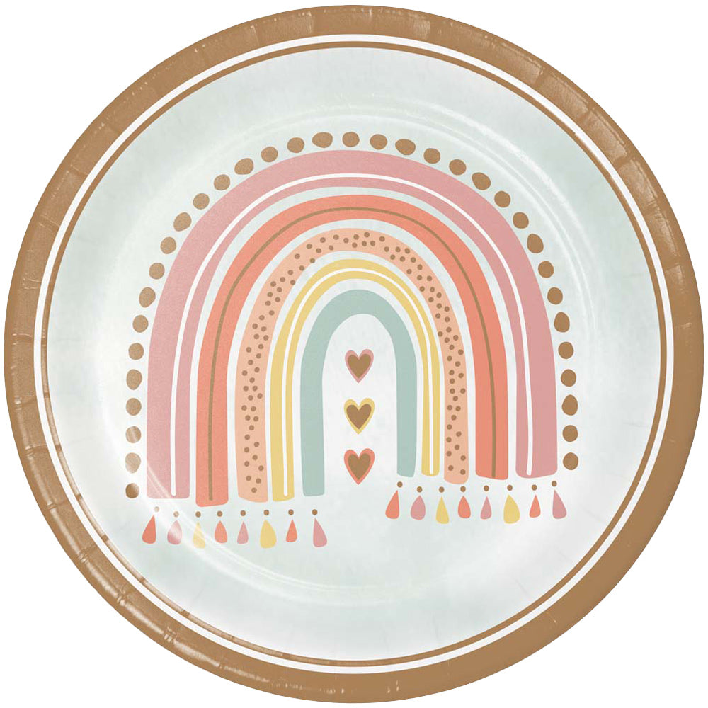 Boho Rainbow Paper Dinner Plates