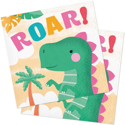 Girl Dino Paper Napkins 2ply 25cm