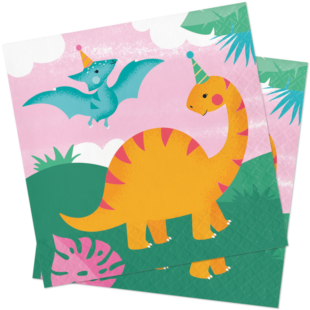 Girl Dino Paper Napkins 2ply 33cm