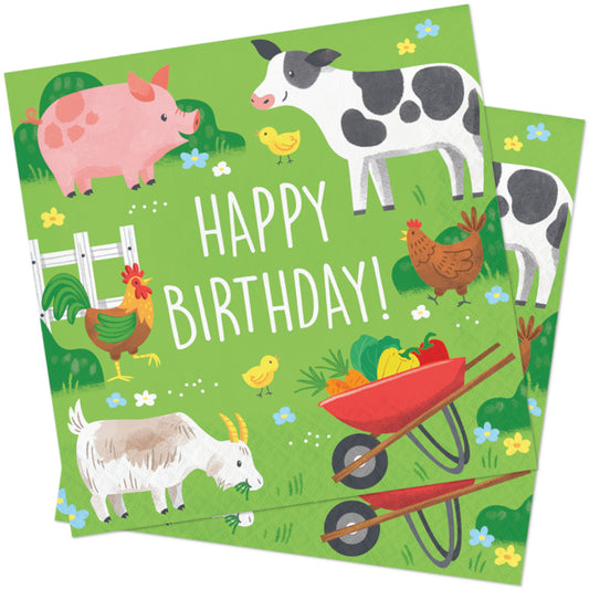 Farm Animals Paper Napkins 2ply 33cm