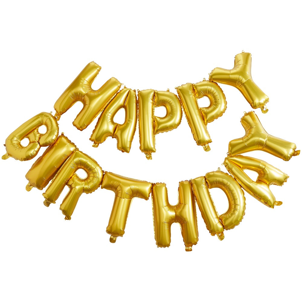 Gold Happy Birthday Foil Balloon Bunting
