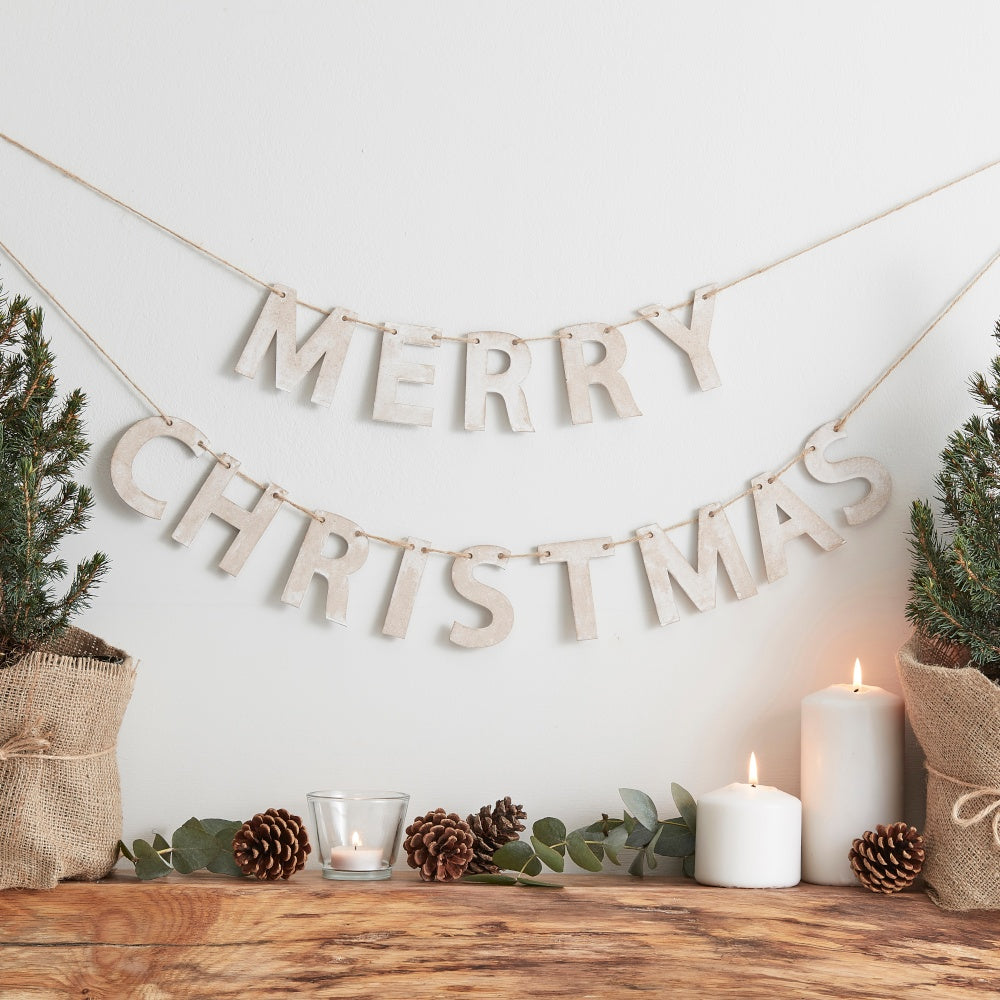 Rustic Wooden Merry Christmas Bunting