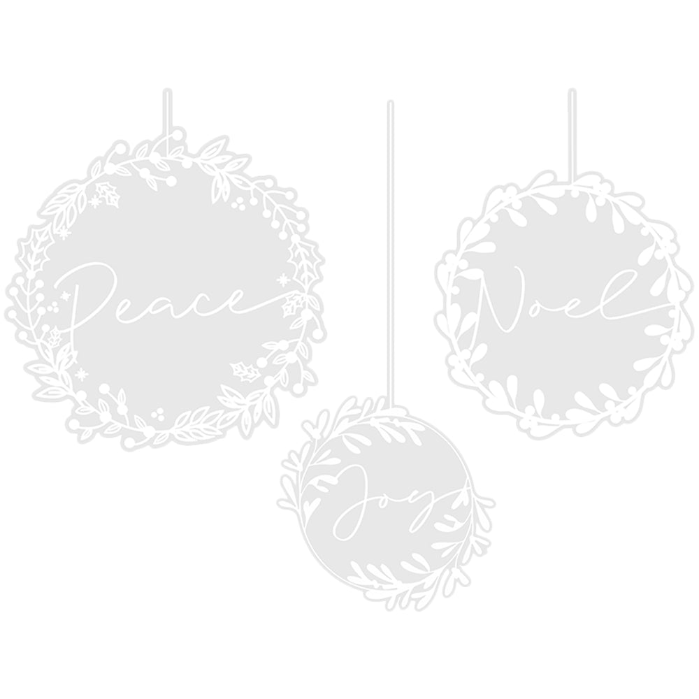 White Wreath Christmas Window Stickers