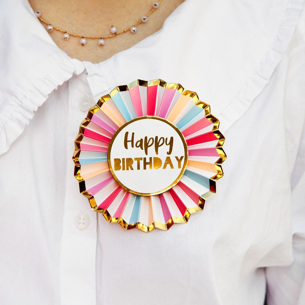 Rose Gold Happy Birthday Badge