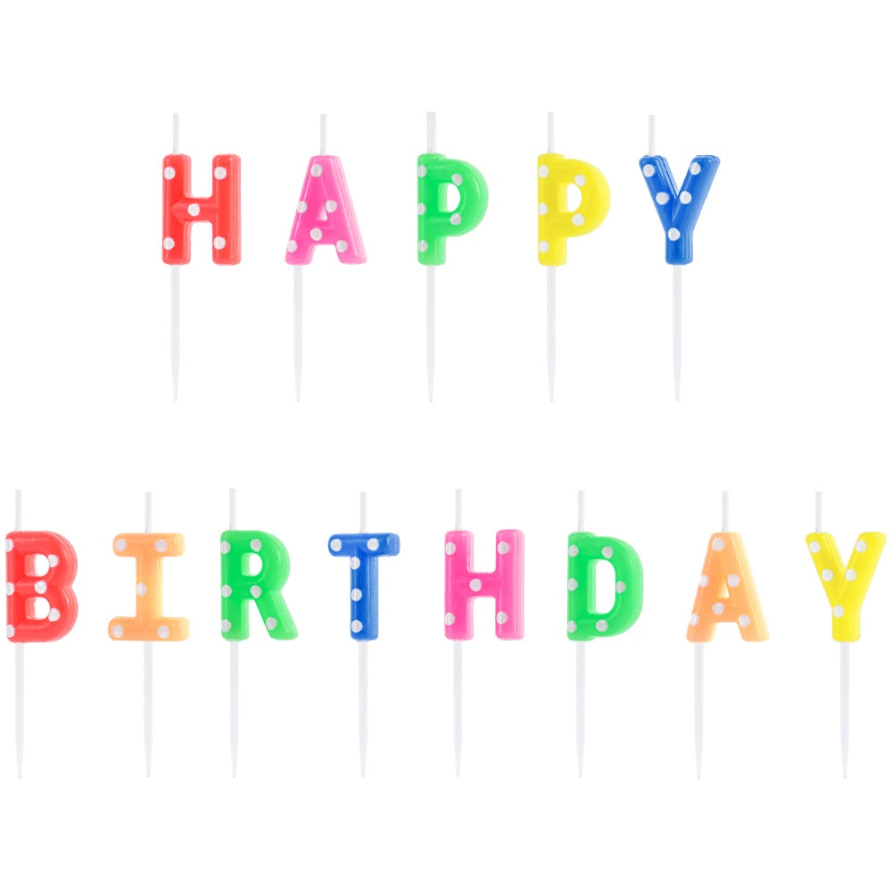 Dotted Rainbow Happy Birthday Candles