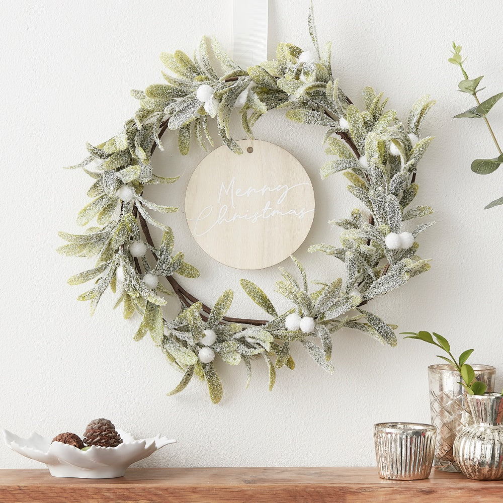 Mistletoe and Merry Christmas Door Wreath