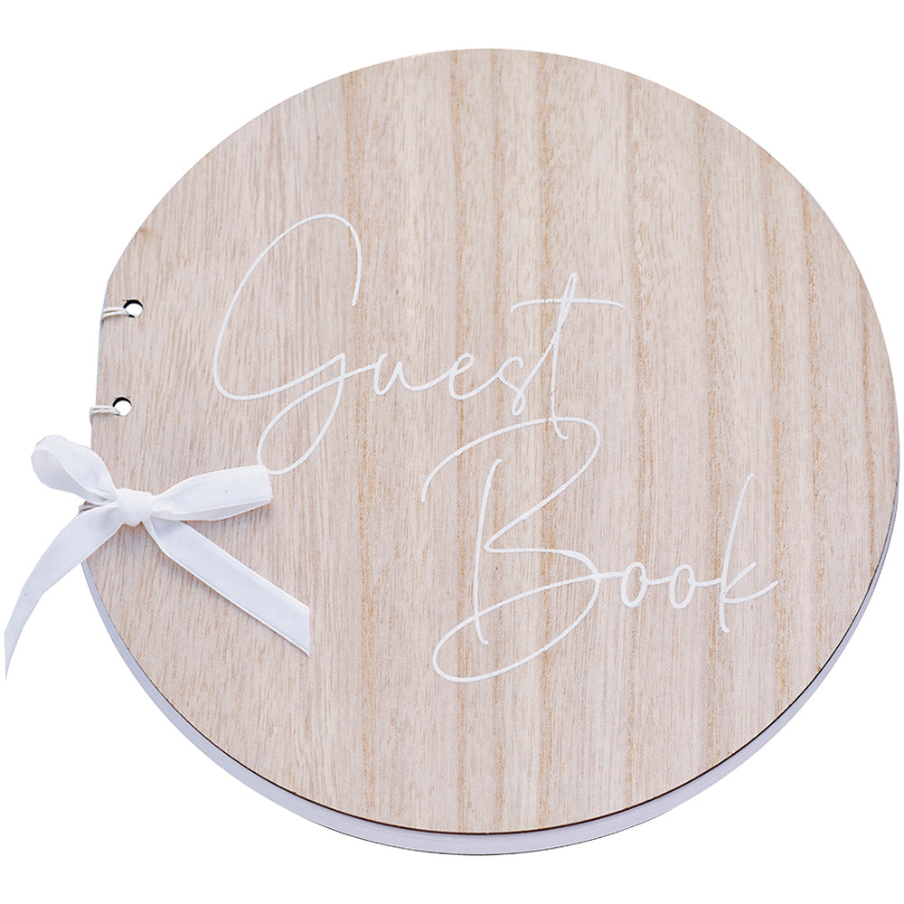Round Wooden Wedding Guest Book
