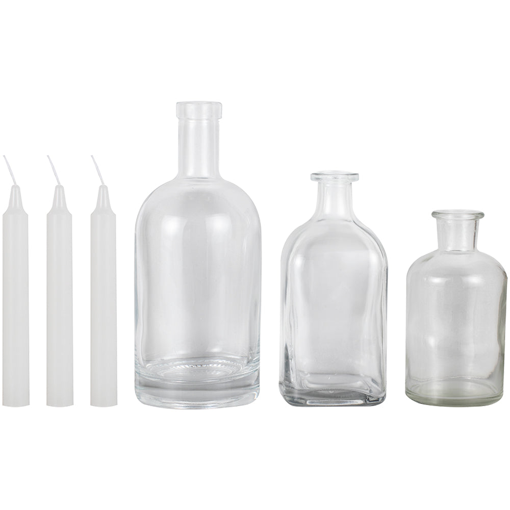 Glass Bottle Candle Holders with Candles