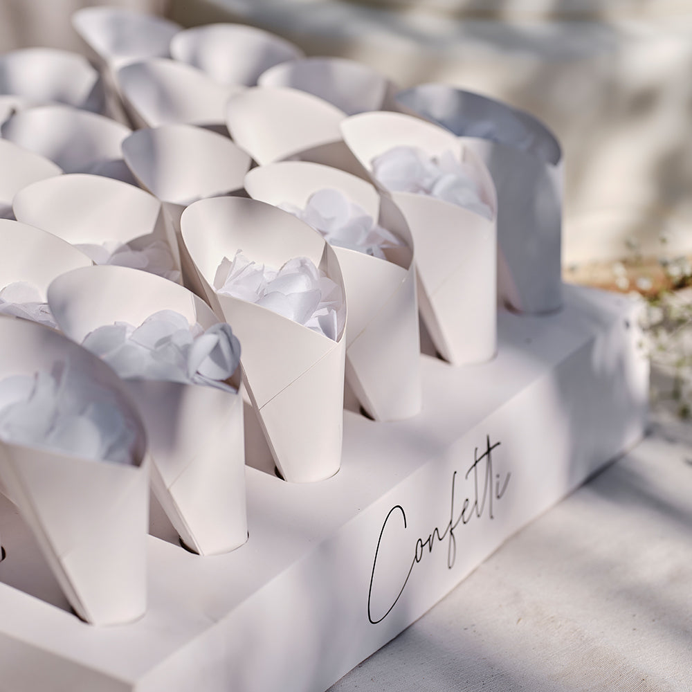 Wedding Confetti Tray with 24 Cones and Confetti