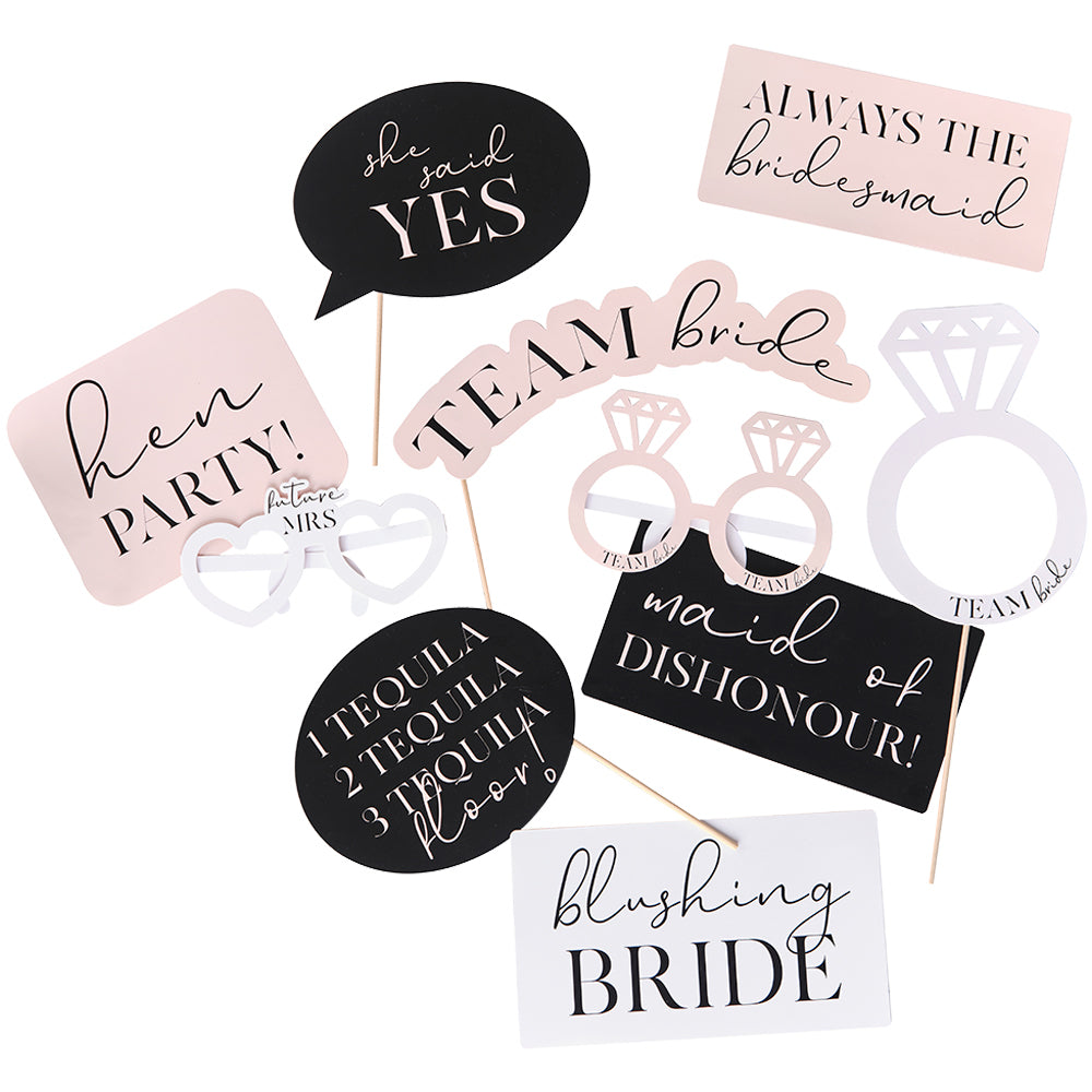 Pink, Black and White Hen Party Photo Booth Props