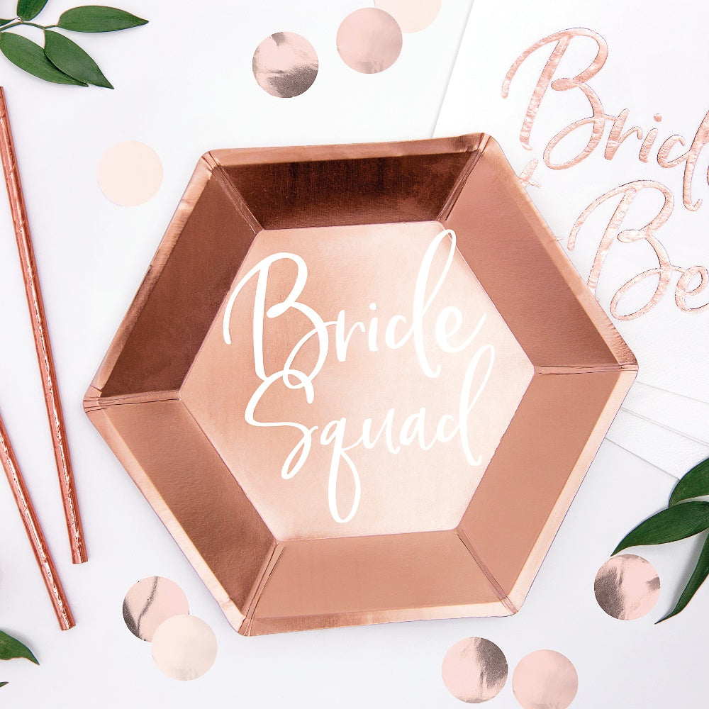 Rose Gold Bride Squad Paper Plates