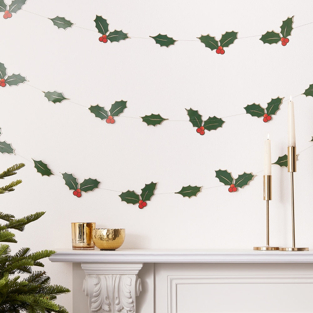 Holly Leaves Christmas Garland Decoration