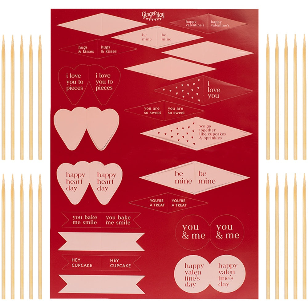 Valentines Cupcake Toppers Decoration Kit