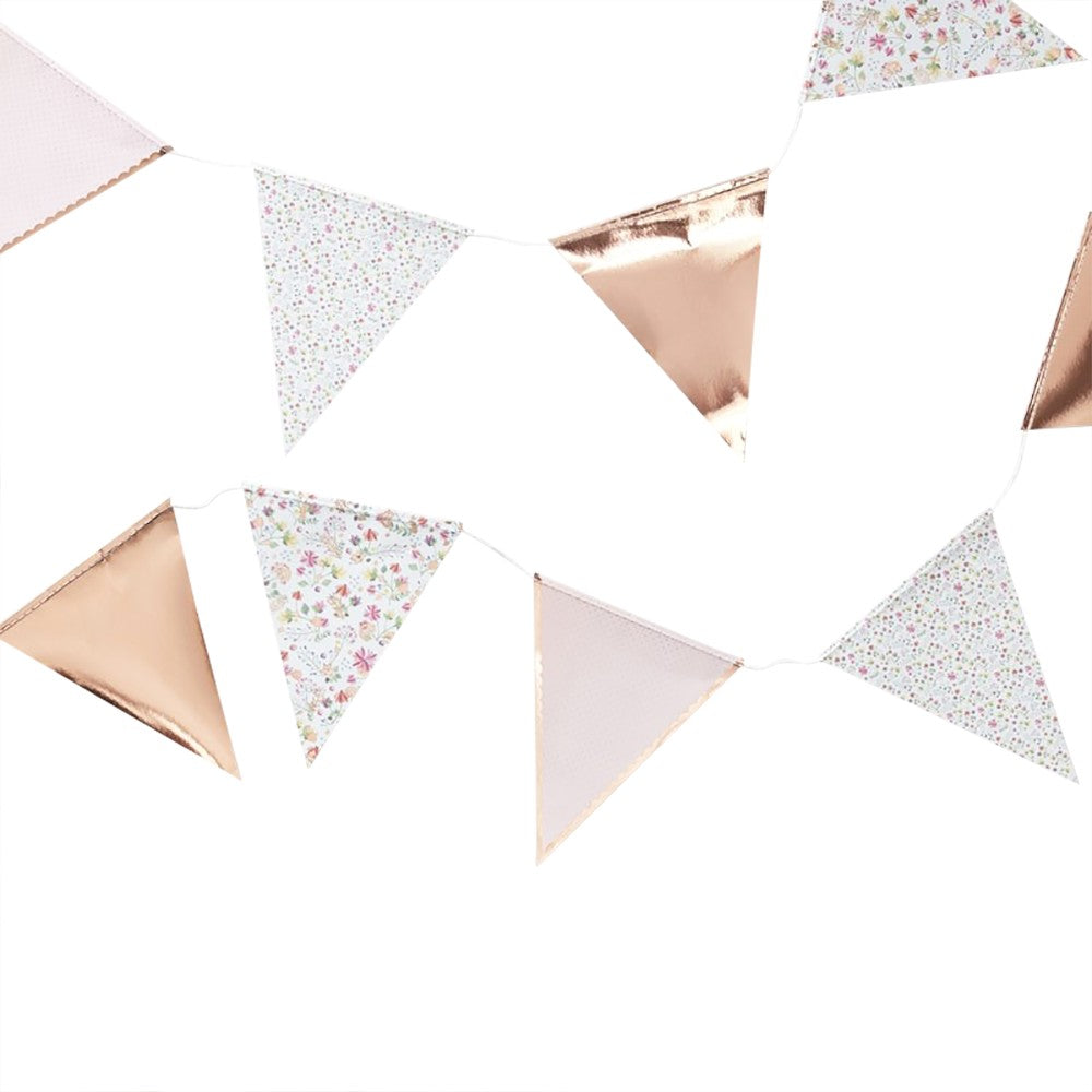 Rose Gold Foiled Floral Print Bunting - Ginger Ray - Party Touches