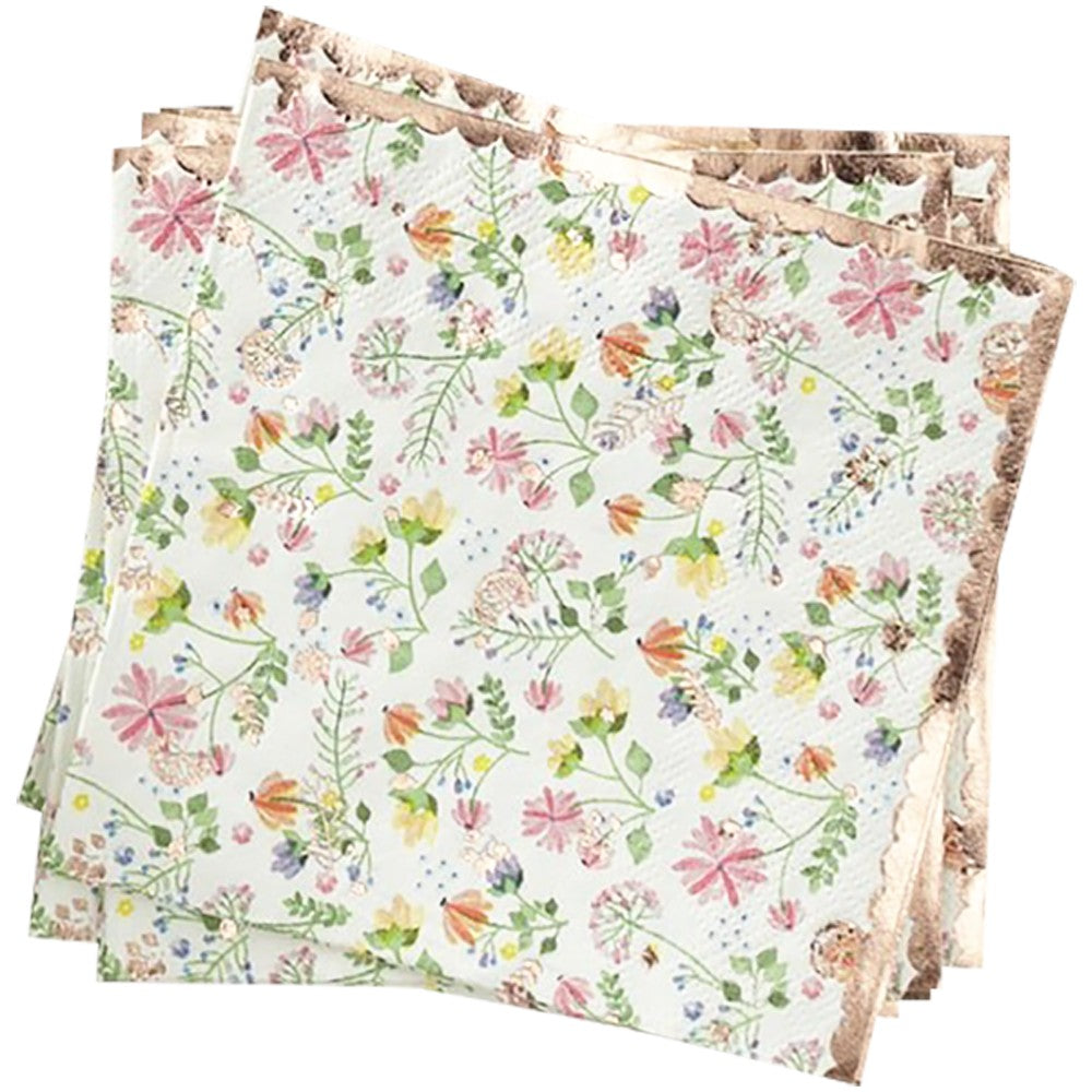 Rose Gold Foiled Floral Paper Napkins - Ginger Ray - Party Touches