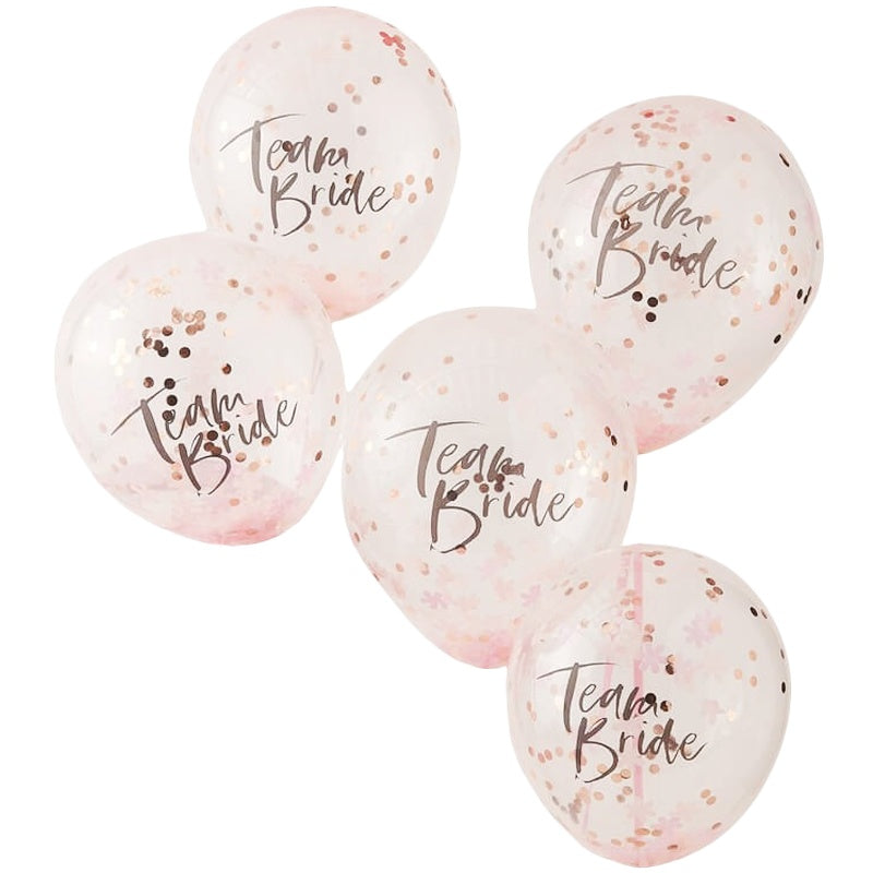 Team Bride Rose Gold Confetti Balloons - Ginger Ray - Party Touches