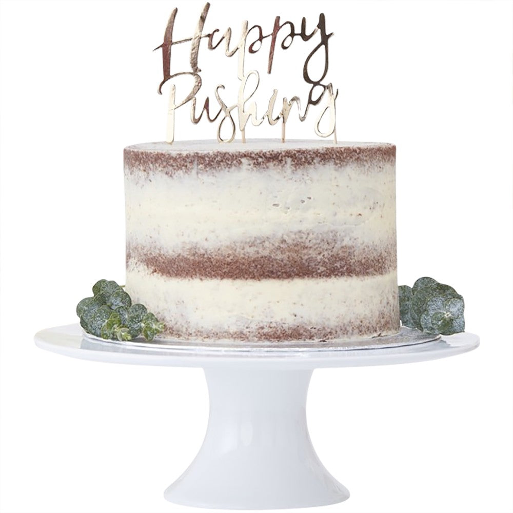 Gold Foiled Happy Pushing Cake Topper - Ginger Ray - Party Touches