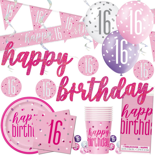 Glitz Pink 16th Birthday Decorations & Tableware