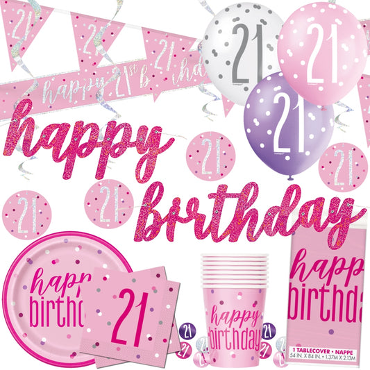 Glitz Pink 21st Birthday Decorations & Tableware