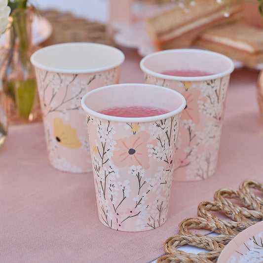 Pink Floral Party Cups