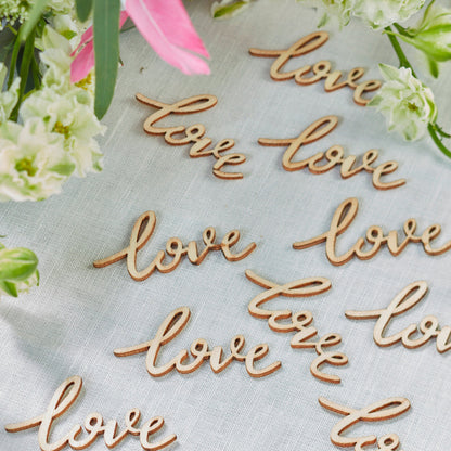 Wooden Love Wedding Table Confetti