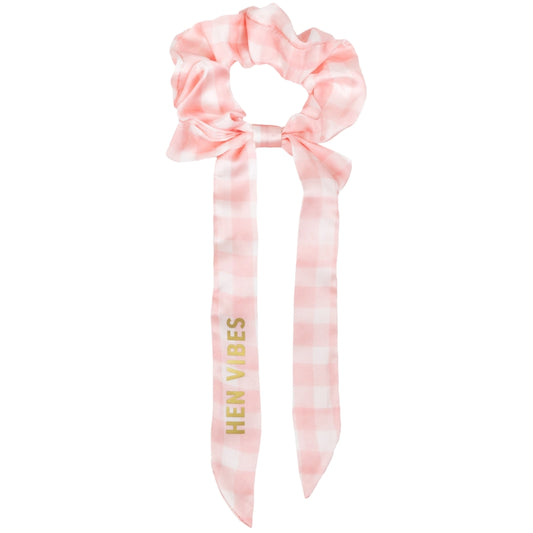 Bride Vibes Pink Gingham Hair Scrunchie
