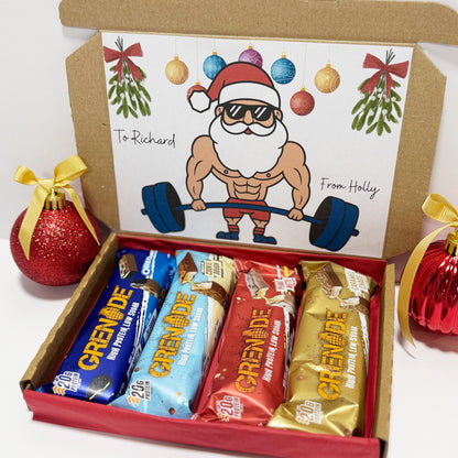 Personalised Christmas Protein Bars Gift Box for Men - 4 Grenade Bars