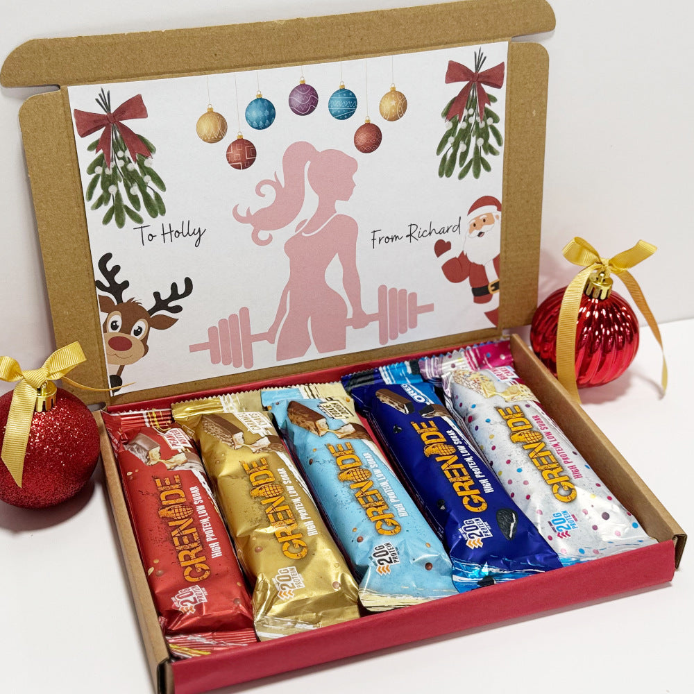 Personalised Christmas Protein Bars Gift Box for Women - 5 Grenade Bars