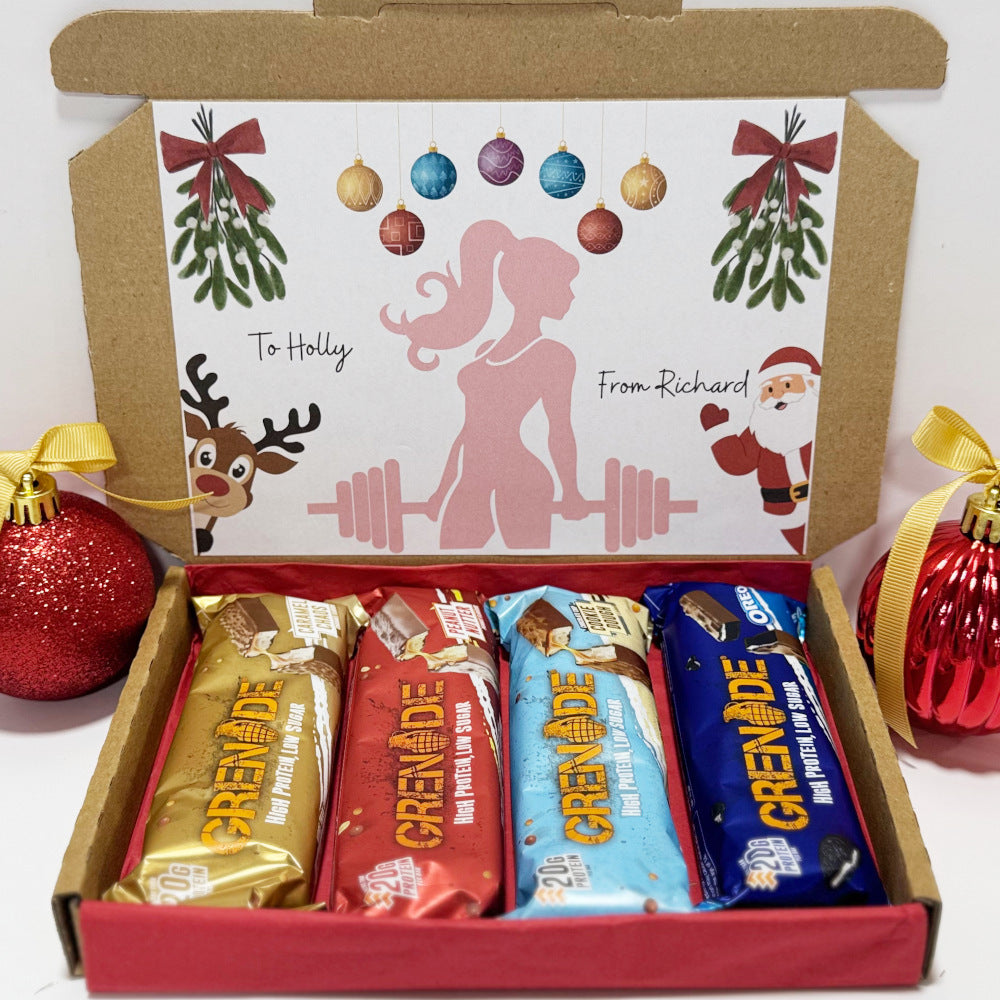 Personalised Christmas Protein Bars Gift Box for Women - 4 Grenade Bars