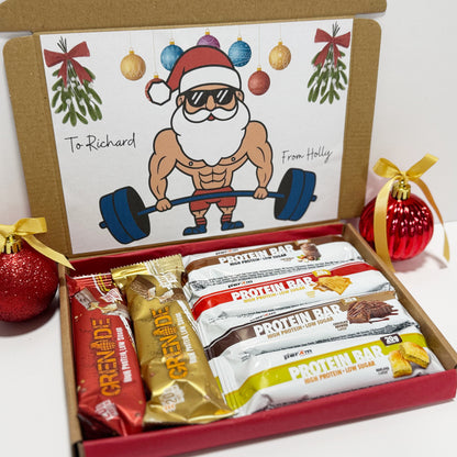 Personalised Protein Bars Christmas Gift Box for Men - 6 Bars