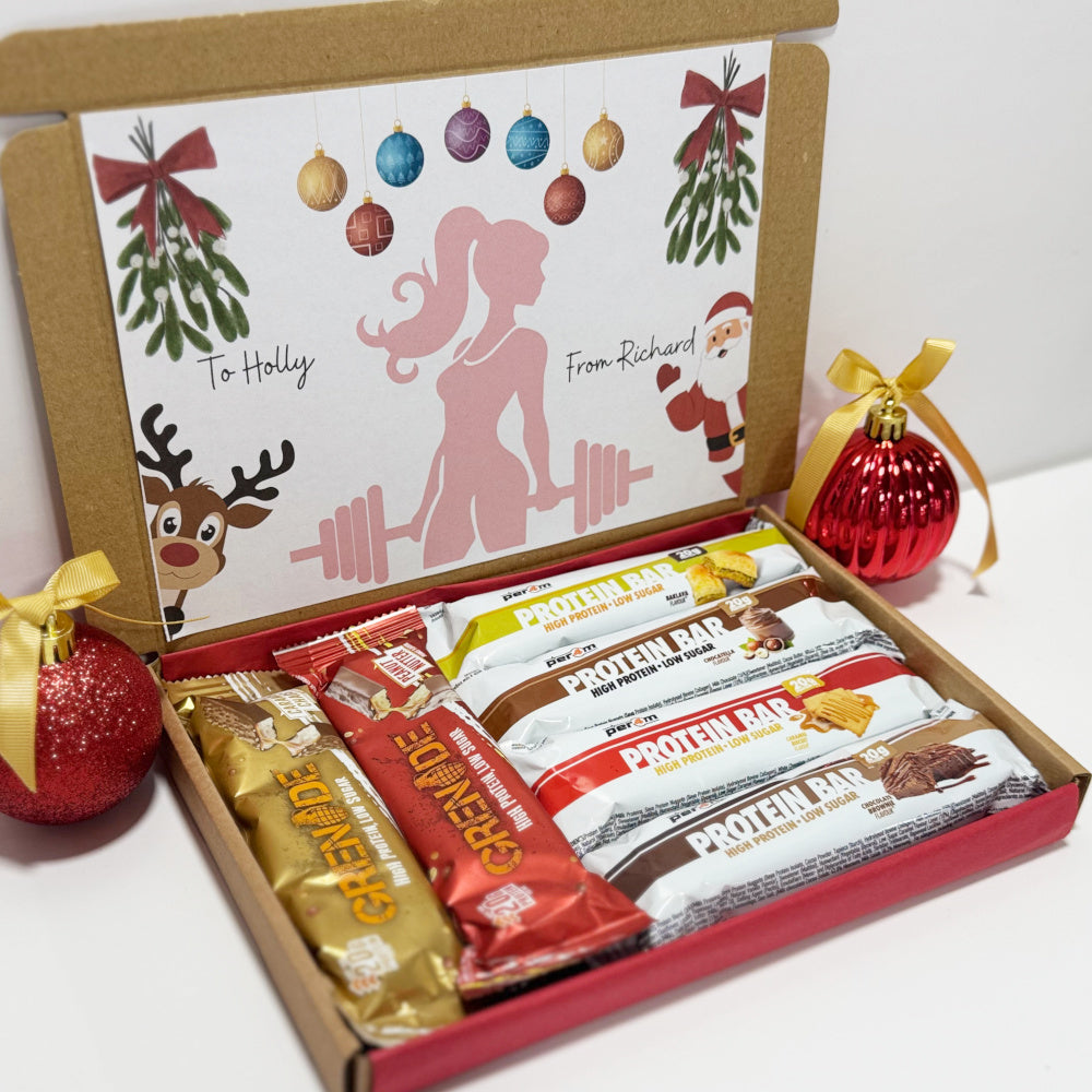 Personalised Protein Bars Christmas Gift Box for Women - 6 Bars