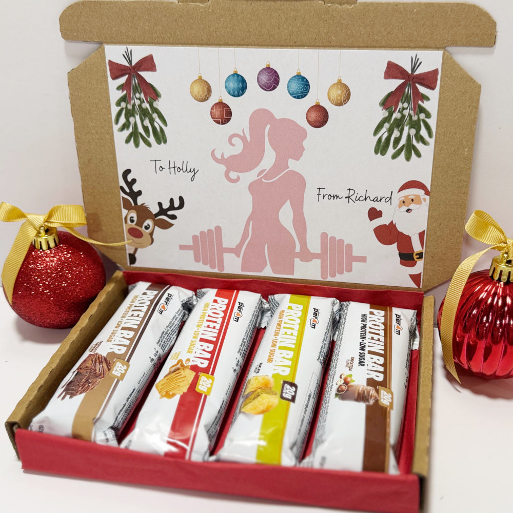 Personalised Christmas Protein Bars Gift Box for Women - 4 Per4m Bars
