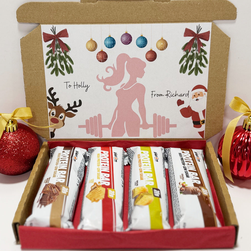 Personalised Christmas Protein Bars Gift Box for Women - 4 Per4m Bars